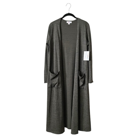 LuLaRoe Sarah Long Cardigan Women's Size S Olive Heather Open Front Sweater NWT - Picture 1 of 6